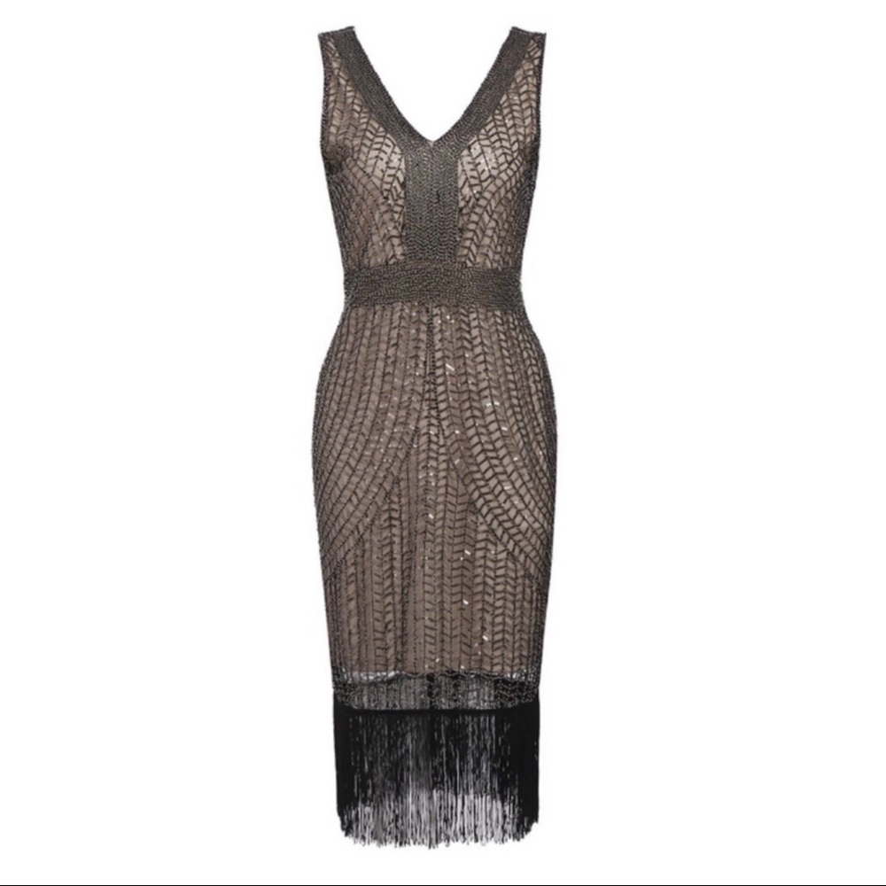Tea length sequin dress with frills